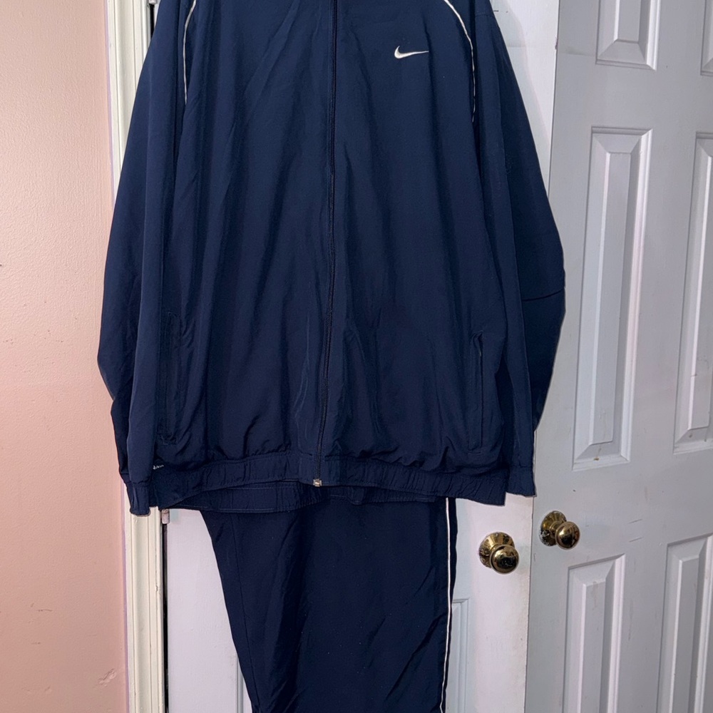Nike Men's Dark Blue Windbreaker Jacket and Pants
